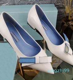 Pradity Luxury Hot Sale-fashion Beautiful Bow Designer Women's Shoes Blue Black White Heel 2cm High Pointed Oversize