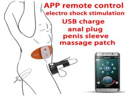 Intelligent APP Wireless Remote Control Electro Muscle Stimulation Massage Pads Anal Plug Penis Ring Electrical BDSM Shock Set MX24522729