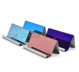 4 Colours Stainless Steel Business Card Holder Name Cards Display Stand Rack Desktop Table Decor1985314