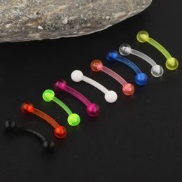 TIANCIFBYJS 16G Acrylic Eyebrow Rings Tragus Helix Earring Lip Ear Cartilage Barbell Wholesale Body Piercing Jewellery Mix 9 Colour 240109