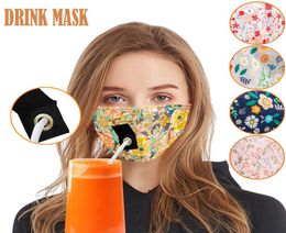 Party Drink Masks for Adult Children Anti PM25 Pollution Fog Cotton Mouth Straw Mask Reusable Washable Dustproof Protective Face 1092752