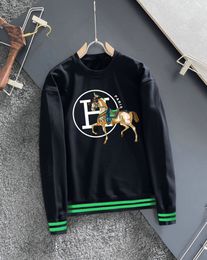 2024 Spring Autumn Animal Letter Print Man's Hoodies Cotton Pullover Fashion Jackets O-Neck Long Sleeve Men's Sweatshirts HSCW001