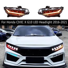 For Honda CIVIC X G10 LED Headlight 16-21 Front Lamp DRL Daytime Running Light Streamer Turn Signal Indicator Car Accessories