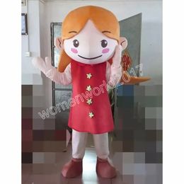 Performance Little Girl Mascot Costume Simulation Cartoon Character Outfits Suit Adults Size Outfit Unisex Birthday Christmas Carnival Fancy Dress