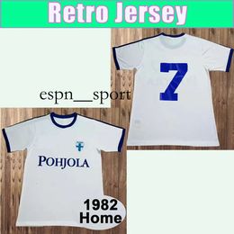 espnsport 1982 Finland National Team Mens Soccer Jerseys Retro #7 Home White Football Shirt Short Sleeve Uniforms