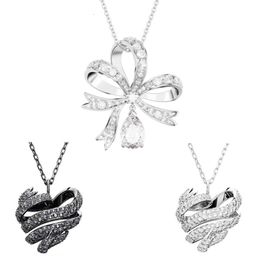 Swarovski Necklace Designer Women Original Quality Pendant Necklaces Heart Shaped Necklace For Women With Crystal Ribbon Bowknot Collar Chain