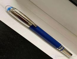 2020 Blue Resin top blue Crystal black and silver Circle Cove rollerball pen office and school famous pens with series number4359474