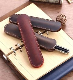 Pencil Bags Soft Genuine Leather Bag Case Cowhide Fountain Pen Holder Handmade Retro Style Accessories For Travel Journal Gift3259513