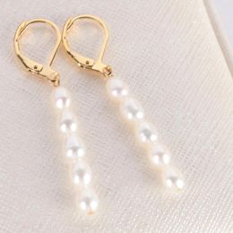 Dangle Earrings 3-4MM Natural Rice White Baroque Pearl Earring 18k Ear Drop Cultured Hook Accessories