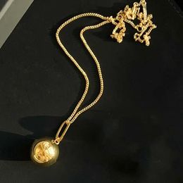 Pendants New Fashion Ball Brass 18K Gold Plating Chain Necklace Women High Quality Designer Jewellery Runway Trendy