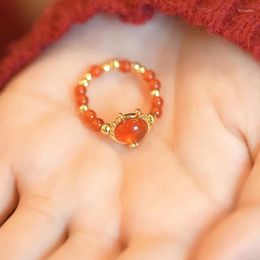 Loose Gemstones The Year Of Your Life Red Fortune Dragon Ring Light Luxury High-end Sense Niche Design Index Finger Girl