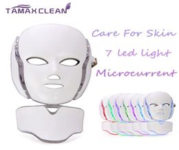 LM001 PDT 7 LED light Therapy face Beauty Machine LED Facial Neck Mask With Microcurrent for skin whitening device dhl shipme8179913