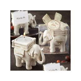 Other Festive Party Supplies 50Pcs/Lot Bridal Wedding Shower Favor Gift Ivory Fun Elephant Tea Light Candle Holder With Elegant Pa Dhcfp