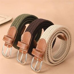 Belts 120-130cm Stretch For Women Woven Casual Knitted Expandable Canvas Buckle Men Elastic Belt Jeans Braided