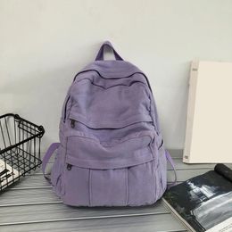 School Bags Simple Student Bookbags Harajuku Women College Bag Solid Color Vintage Large Capacity Casual Fashion Schoolbag