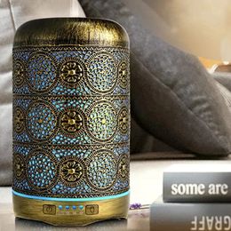 Metal Aromatherapy Machine 260ml Essential Oils Diffuser Air Humidifier 7 Colors Night Light Auto Shut Off Timer Office Bedroom 240109