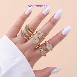Carter Rings Women's Fashion ring Punk Hip Hop Animal Ring Personalised Colour Preservation 18K Gold Copper Micro Set Leopard Snake With Original Box