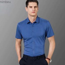 Men's T-Shirts Men's Short Sleeve Stretch Easy Care Shirt Formal Business Office Working Wear Standard-fit Solid Social Dress Shirts YyqwsjL240110