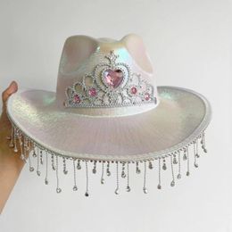 Berets Woman Dangle Cowboy Hat With Pattern Summer Outdoor Bridal Fedoras For Poshoots Supplies