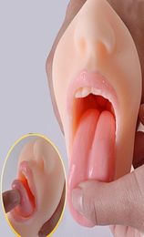 Deep Throat Male Masturbator Oral Sex Blowjob Masturbation Cup with Teeth Tongue Realistic Pocket Pussy Sex Toys for Men 2012027702630