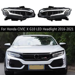 Car Styling Head Lamp DRL Daytime Running Light For Honda CIVIC X G10 LED Headlight Assembly 16-21 High Beam Angel Eye Projector Lens