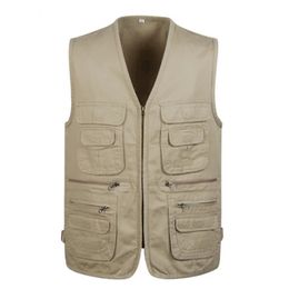 Mens Casual Solid Color Vest Sleeveless VNeck Multipockets Hiking Outdoor Fishing Apparel Work Plus Size 240109