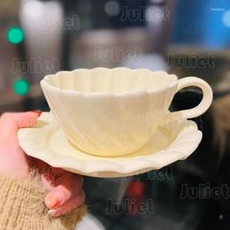 Mugs Nordic Style Tea Cups And Saucers 200ml Water Household Use Restaurant Modern Solid Colour Mug Crafts Ceramic Coffee