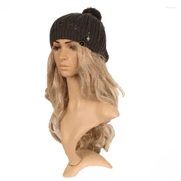 Berets Women Winter Fur Knitted Hat Slouchy Beanie Cap Warm Dropship