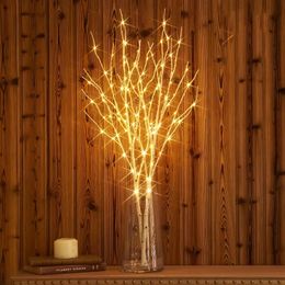 1pc 2.62Ft 50LED Luminous White Birch Branch Decorative Light, Simulated Artificial Branch Powered By Battery, For Indoor And Outdoor Christmas,Party, Home Decoration