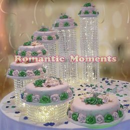 Birthday 6pcs Cake Holders Crystal Cake Stand Wedding birthday Banquet Centrepiece Cake Display Wedding Decor229F