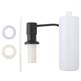 Liquid Soap Dispenser Plastic With Black Pump Head Stainless Steel Lotion Dispensers 10.5 OZ Large Kitchen Sink