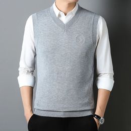 Sweater Vest Men Simple All-match V-neck Solid Sleeveless Male Tops Basic Cozy Korean Style Ins Leisure Knitted Size S-4XL 240109