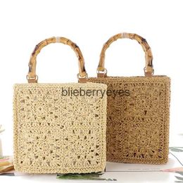 Totes Bamboo Handle Portable Str Woven Bag Paper Rope Hook Flower Fashion Women's Small Fresh Leisure Beachblieberryeyes