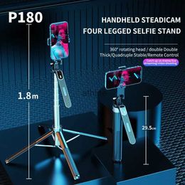 Selfie Monopods Selfie Stick 1.9M with Round Light Alloy Desktop 360 Gimbal Selfie Stand Pole Wireless Bluetooth Stand YQ240110