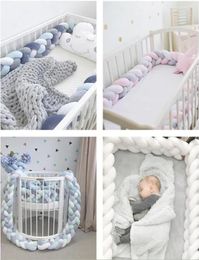 1,5 M Baby Bett Stoßstange Knoten Kissen Kissen für Jungen Mädchen Vier Geflecht Babybett Stoßstange Krippe Schutz cuna para zimmer Dekor