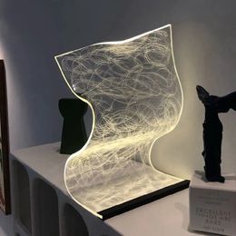 1pc Acrylic Streamer Creative Desk Lamp, Bedroom Bedside Lamp, Atmosphere Small Night Lamp, Dormitory Lamp