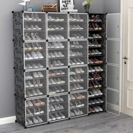 US Shoe Rack Large Capacity Boot Storage 12 Cube Organzie Modular DIY Plastic 6 Tier 24-96 Pairs of Shoe Tower Cabine 240109