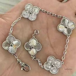 2023 Van Clover Platinum Bracelet New Double-sided Four-leaf Five Flowers Women Titanium Steel Hand Jewelry Luxury Gifts for Girlfriends 5nfo