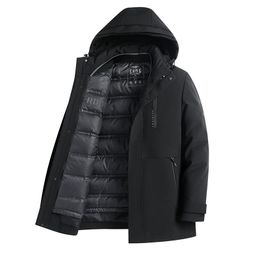 Winter new white duck down men's down jacket with detachable hood and warm down jacket for fathers