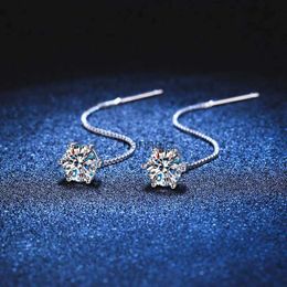 Stud Sterling Silver 925 Moissanite Tassel Drop Earrings For Women 2ct D Clear VVS1 Diamond With GRA Studs Best Gift Fine Jewellery YQ240110
