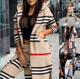 Spring Women's Tracksuits Luxury brand fashion Casual 2 Piece Set jacket + pants designer plaid Zipper printed long hooded casual sports jacket printed sports Suit s