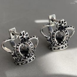 Stud Earrings Vintage Cross Hollow Crown Hoop Buckle For Women Cute Fine Jewelry Chic Drop