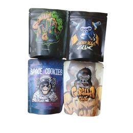 Packing Bags Space Cookie 3.5G 4 Designs Zipper Retail Package Edible Mylar Smell Proof 420 Packaging Bags Bubble Heat Seal Jlbk Drop Dhsv3