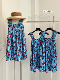 Casual Dresses Holiday Retro Women 2024 Summer Square Collar Floral Print A-Line Design Beach Sundress Vintage Prom Gown Fashion Y2K