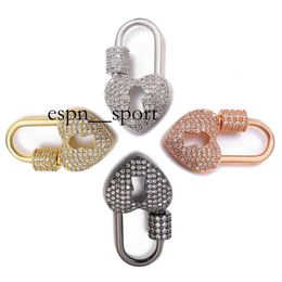 espnsport Riversr CZ Micro Pave Screw Clasps White Pink Yellow Gun Black Lock Shape Copper Zircon Pendant Connectors DIY Jewellery Findings Wholesale