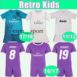 espnsport 2016 2017 MODRIC KROOS Kids Kit Soccer Jerseys BALE Away Purple 17 18 Home 3rd Children's Suit 11 12 Football Shirts Short Uniforms