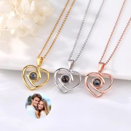 Necklaces Photo Custom Necklace Jewellery For Women Love Heart Pendant Projection Personalised Valentine's Commemora Gift Free Shipping