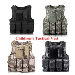 Kids Boys Tactical Vest Camouflage Bulletproof Combat Armour Tops Army Soldier Equipment Special Forces Military Uniform 240110