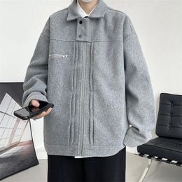 Men's Jackets Short American Vintage Woollen Jacket Spring And Autumn Couple Fashion Brand Loose Flight Employee Coat