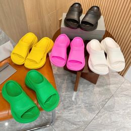 Designer Slippers Pool Slide Sandal black rubber Slide Thick Bottom Platform soft comfortable rubber Open toe slide sandals women shoes white pink luxury flat flop